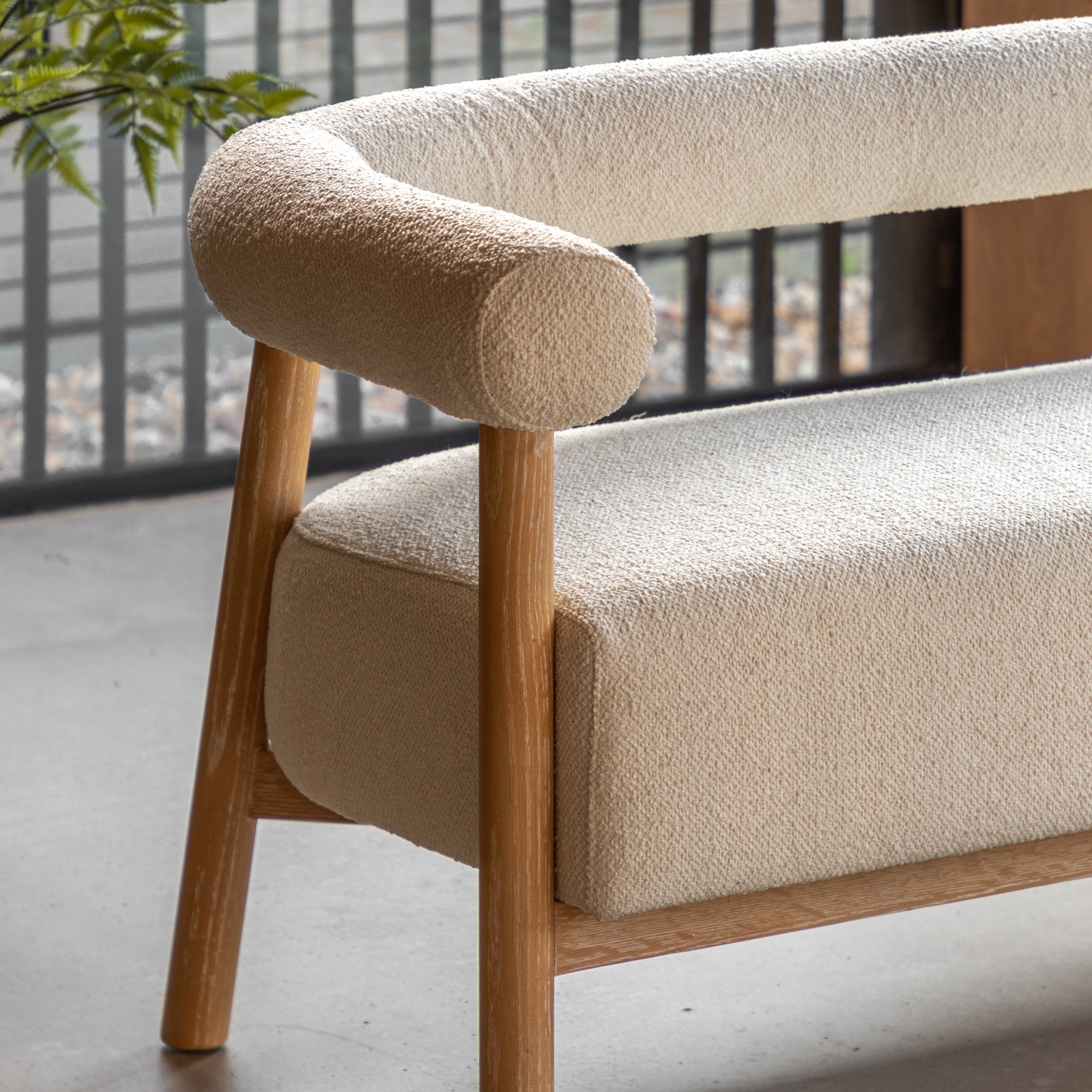 Cammoro Curved White Boucle Sofa